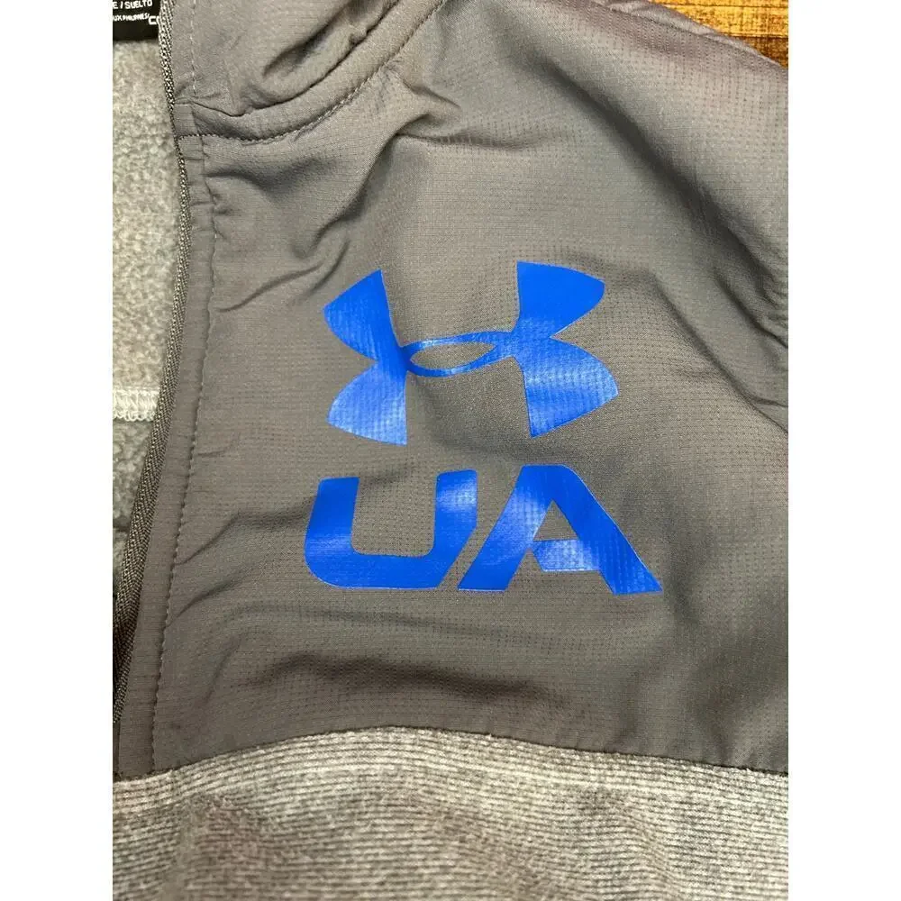 UNDER ARMOUR Unisex Youth Gray Fleece Quarter Zip Jacket / Size: Youth Large